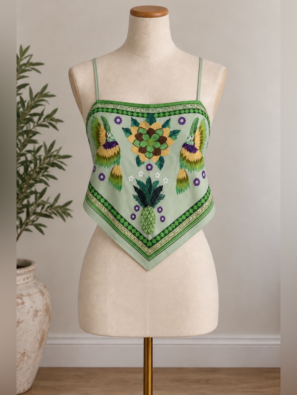 Green Handkerchief Cami Top